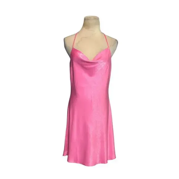 Fashion Nova | Dresses | Fashion Nova Pink Satin Sexy Open Back Mini Dress  Size Xs | Poshmark